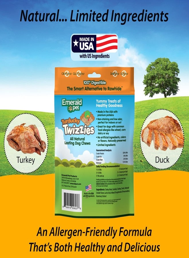Emerald Pet Twizzies Rawhide Free 100% Digestible Natural Dog Lasting Chew Treats, Made in USA Size 6, Turducky Turkey Duck Multipack - Image 3